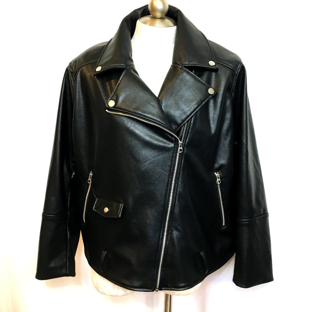 H & M Faux Leather Zip Biker Moto Jacket